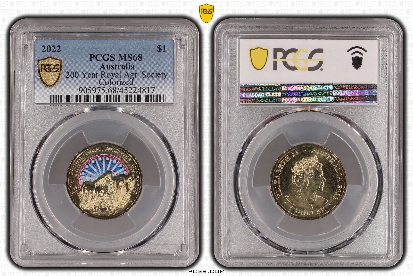 Elizabeth II, 200 Year Royal Agr. Society, One Dollar, 2022, PCGS MS 68