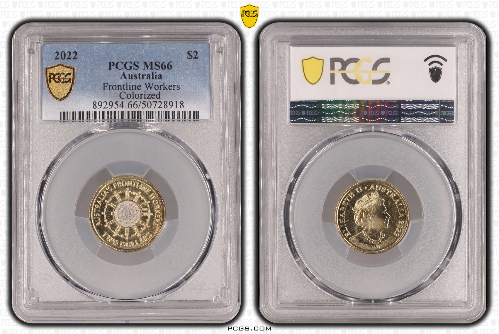Frontline Workers Colorized , Two Dollar, 2022, PCGS MS66