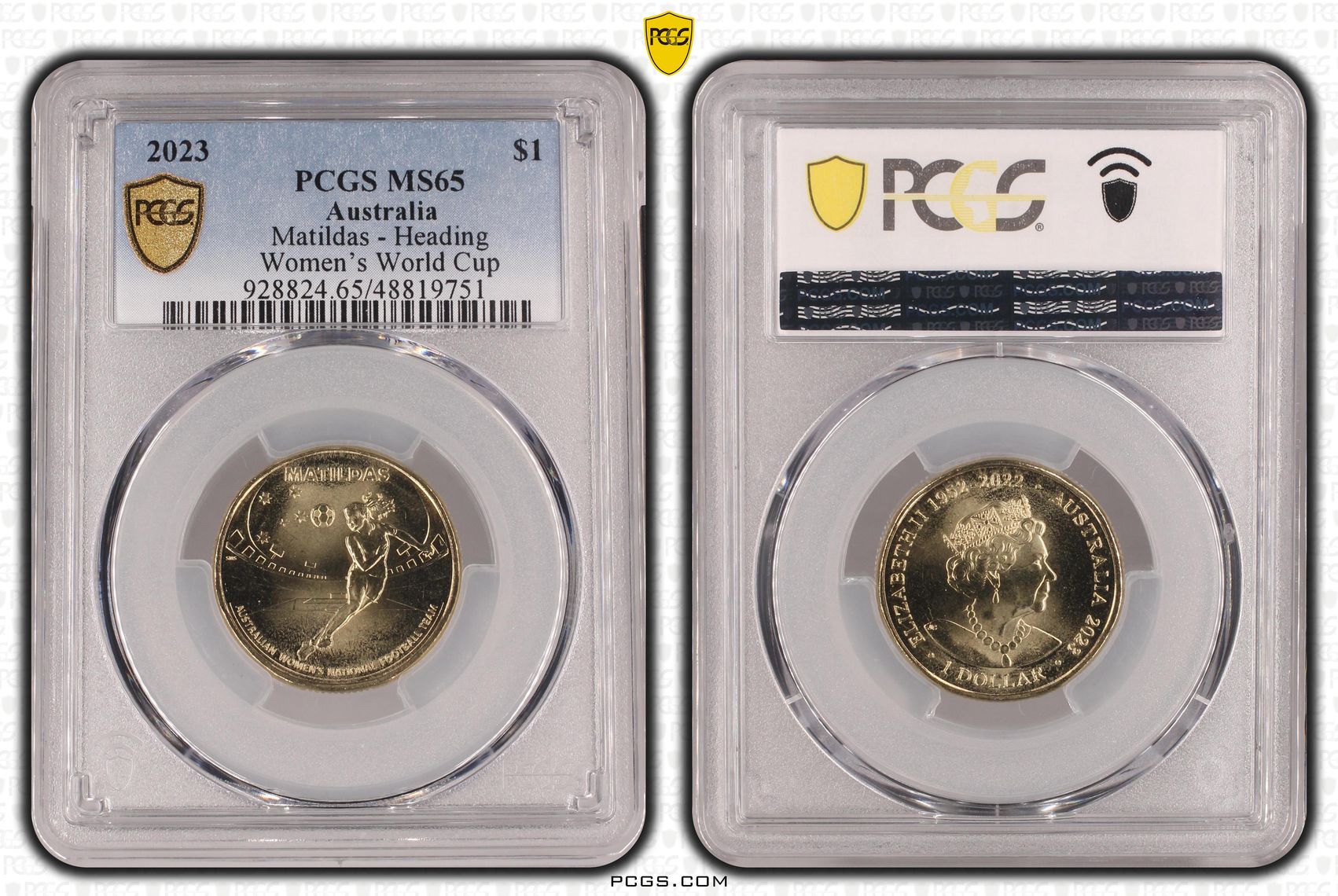 Matildas - Heading Women's World Cup, One Dollar, 2023, PCGS MS65