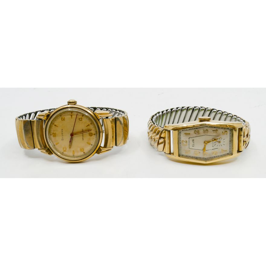 2pc Vintage Men's Bulova and Elgin Gold Filled Wristwatches
