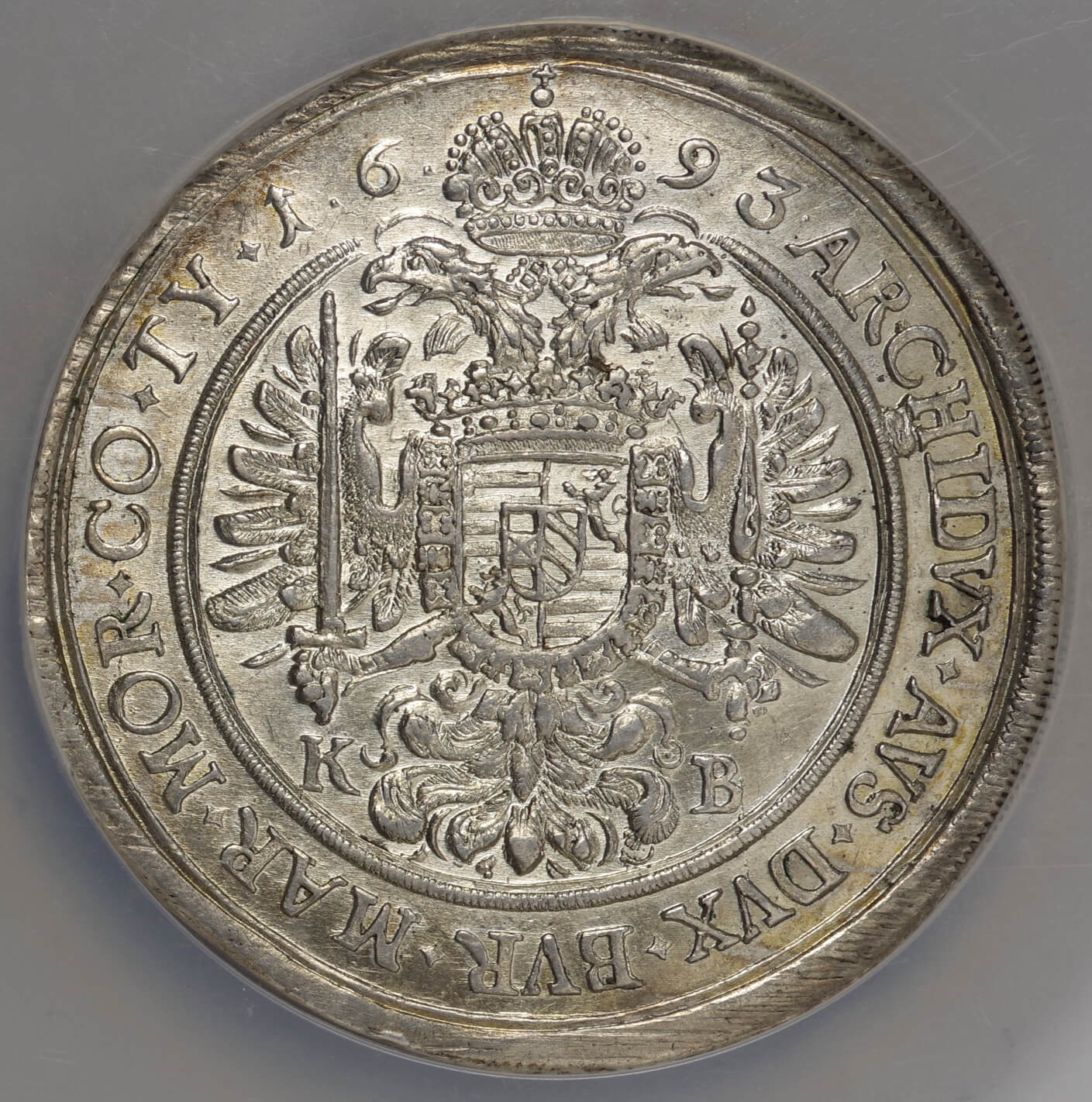 ハンガリー-Hungary. レオポルド1世像 1ターラー銀貨 1693年. NGC MS61