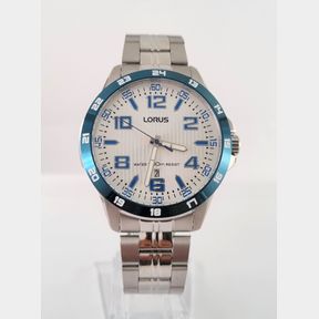 MENS BLUE AND SILVER LORUS WATCH - 100M WATER RESISTANT - WITH DATE FUNCTION - 51629/007