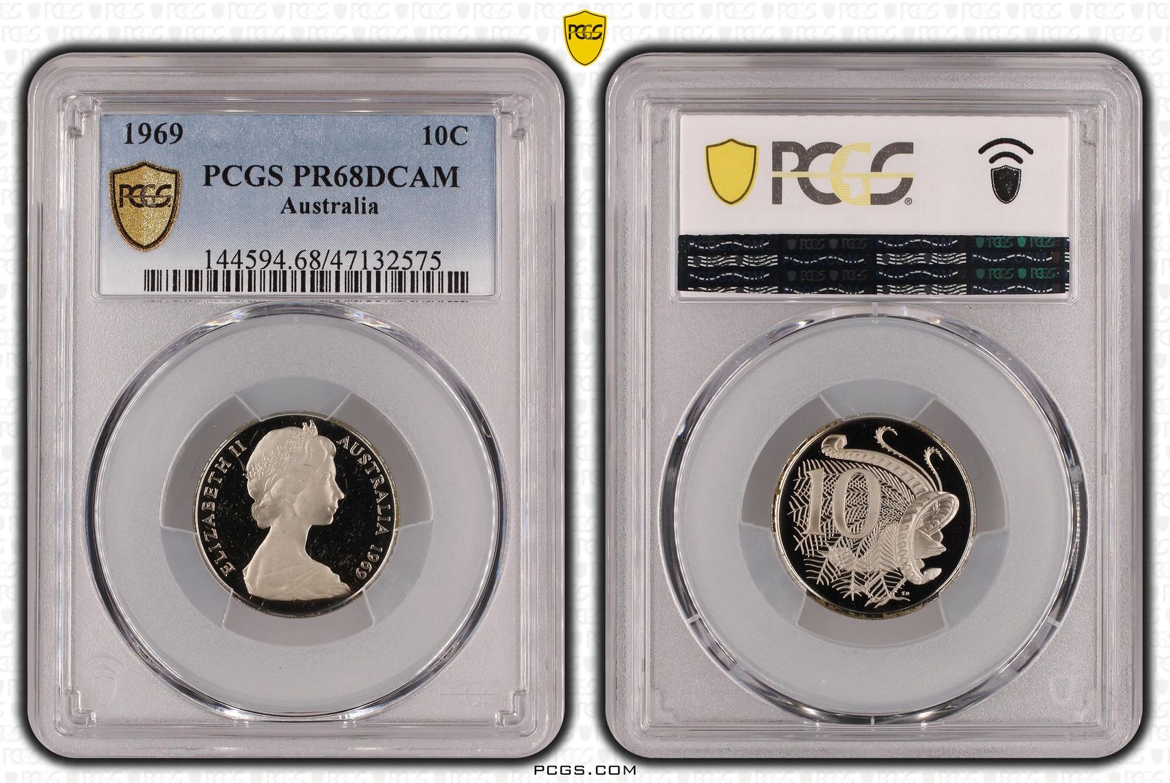 Elizabeth II, Ten Cent, 1969, PCGS PR68DCAM