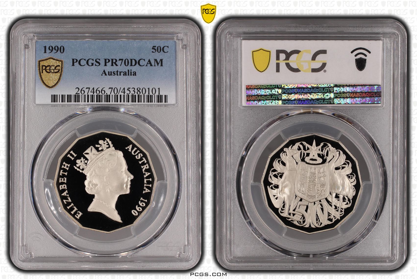 Elizabeth II, Fifty Cents, 1990, PCGS PR 70DCAM