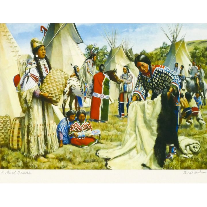 Bill Holm ''A Good Trade'' Signed Print Framed 19''x24''