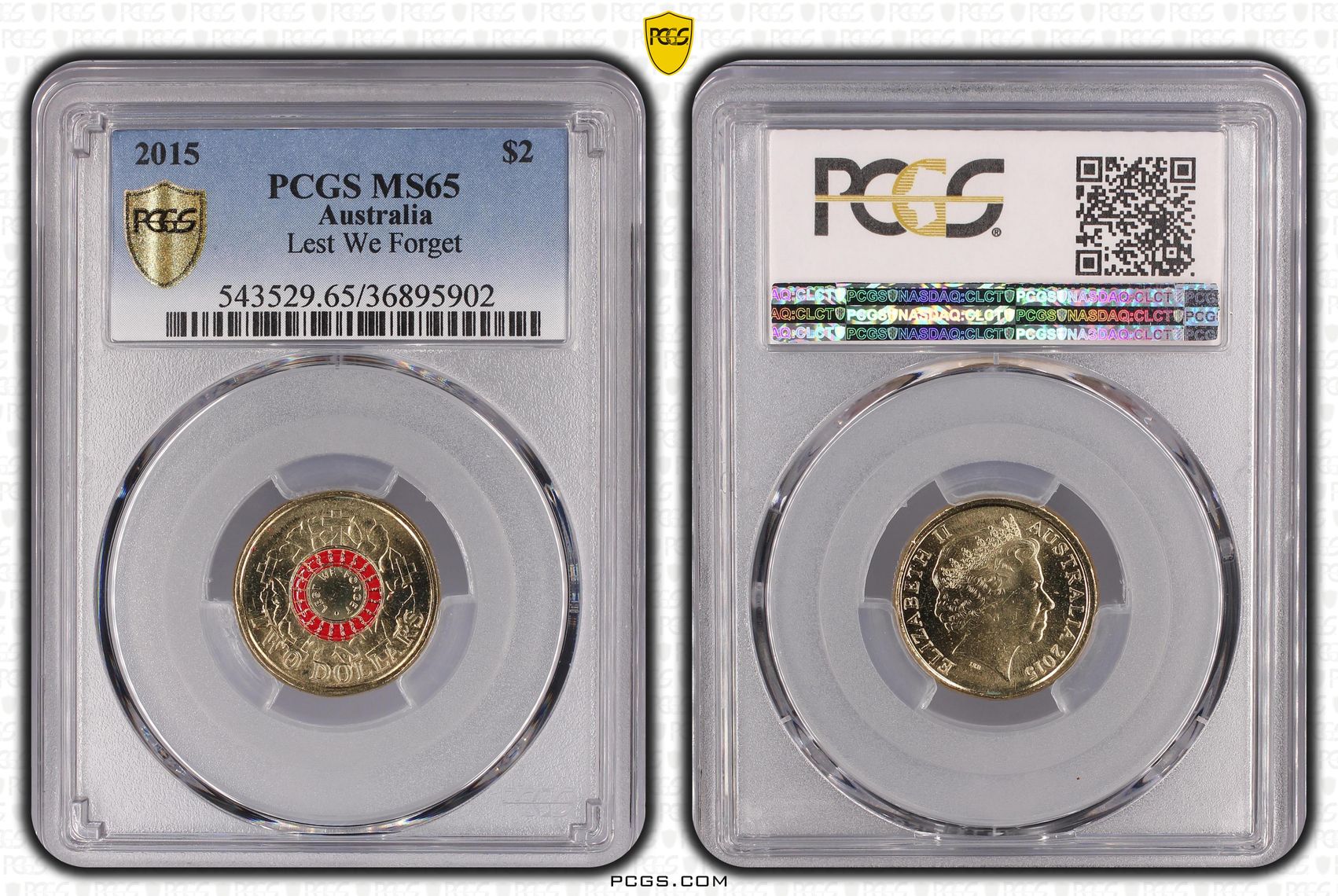 Lest We Forget Colorized, Two Dollar, 2015, PCGS MS65