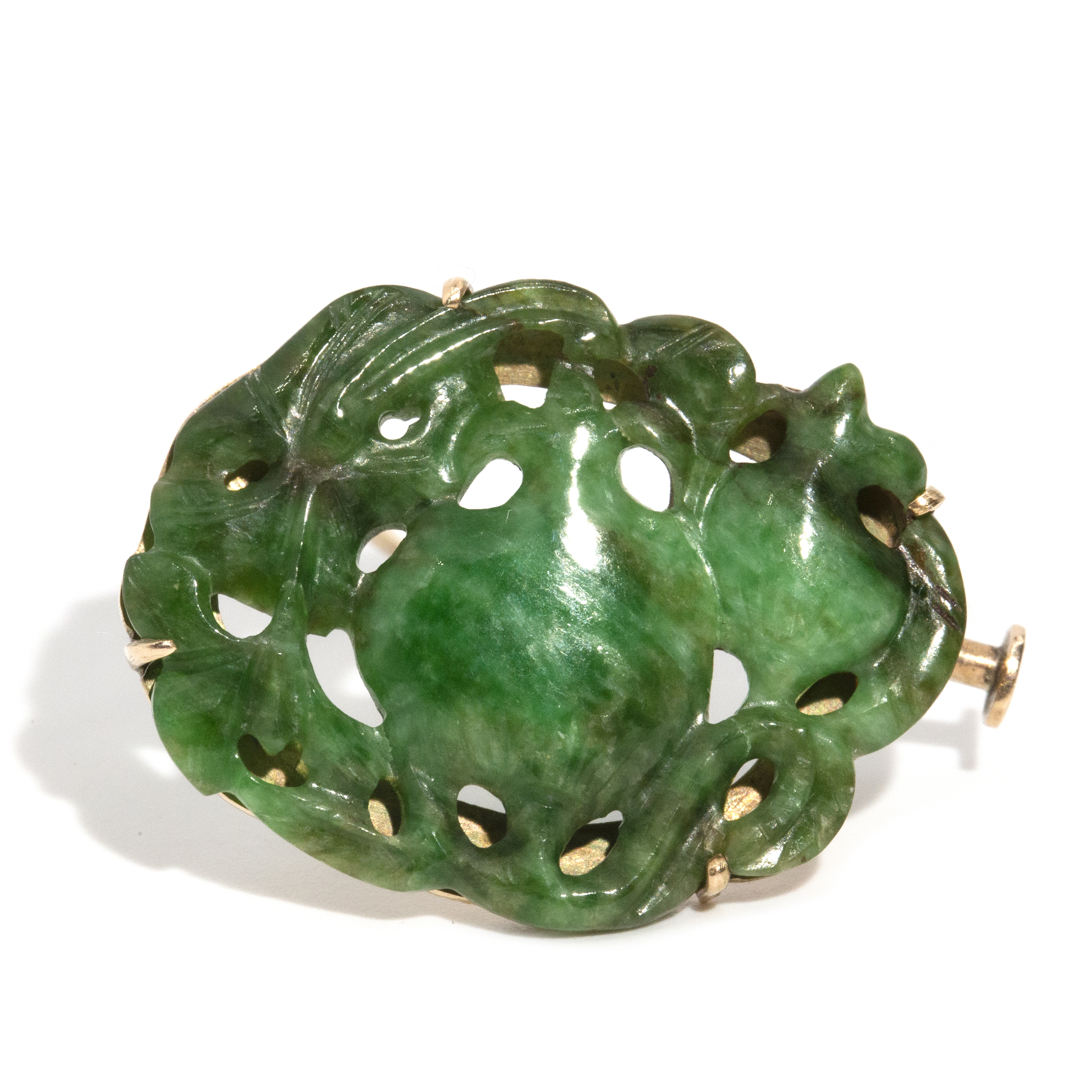 14ct Gold Jade Brooch,