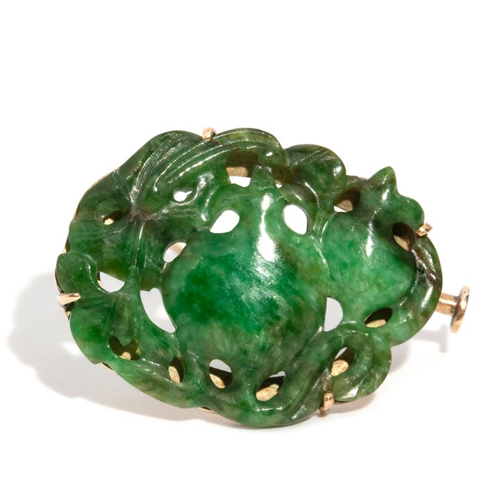 14ct Gold Jade Brooch,
