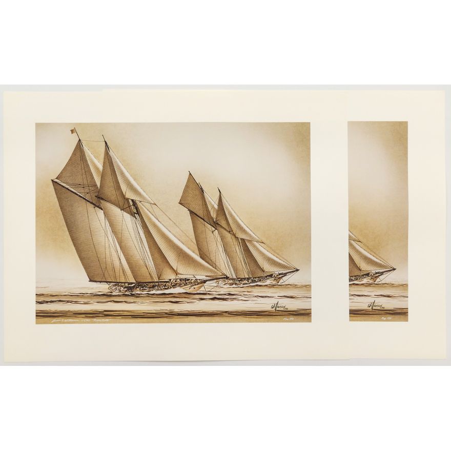 Pair James R Williamson ''Racing Yachts'' S/N 1990 Color Prints