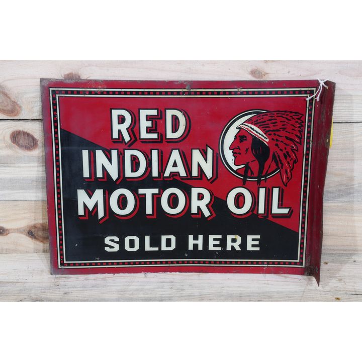 Red Indian Motor Oil Sold Here Metal Flange Sign TAC 7.25 & 5