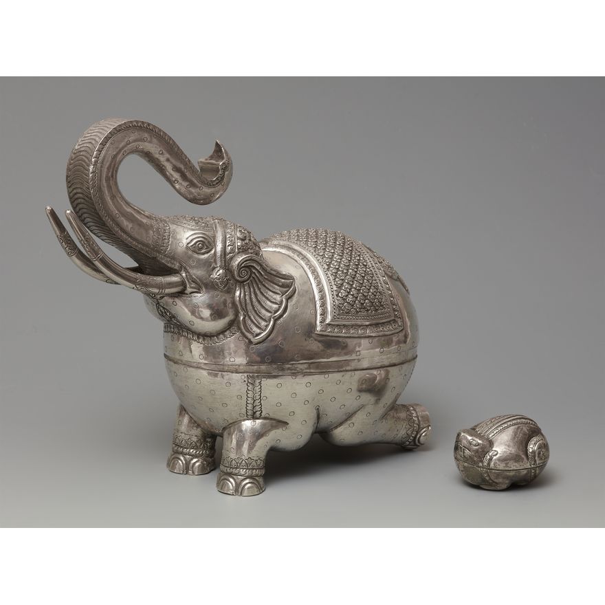 Two Cambodian silver animal-shaped boxes. 20th century