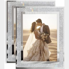 RICHFOCUS 5X7 PICTURE FRAME SET OF 2, SPARKLE REAL GLASS 5X7 FRAME, 5X7 PHOTO FRAME HORIZONTAL OR VERTICAL FOR TABLETOP DISPLAY, 5