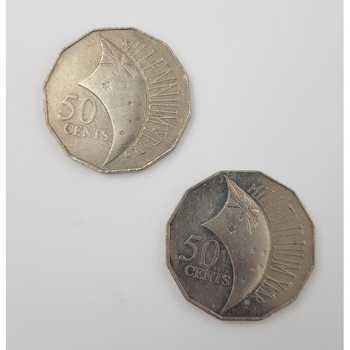 Millennium 50c Coin - Incused Varieties (x2)