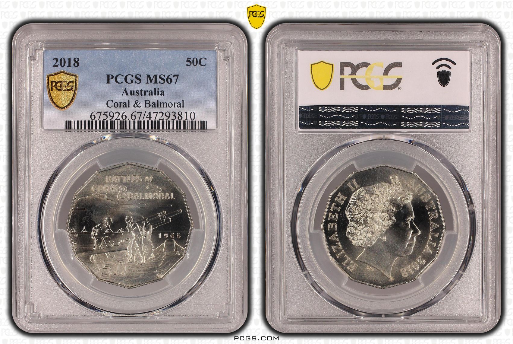 Coral & Balmoral, Fifty Cent, 2018, PCGS MS 67