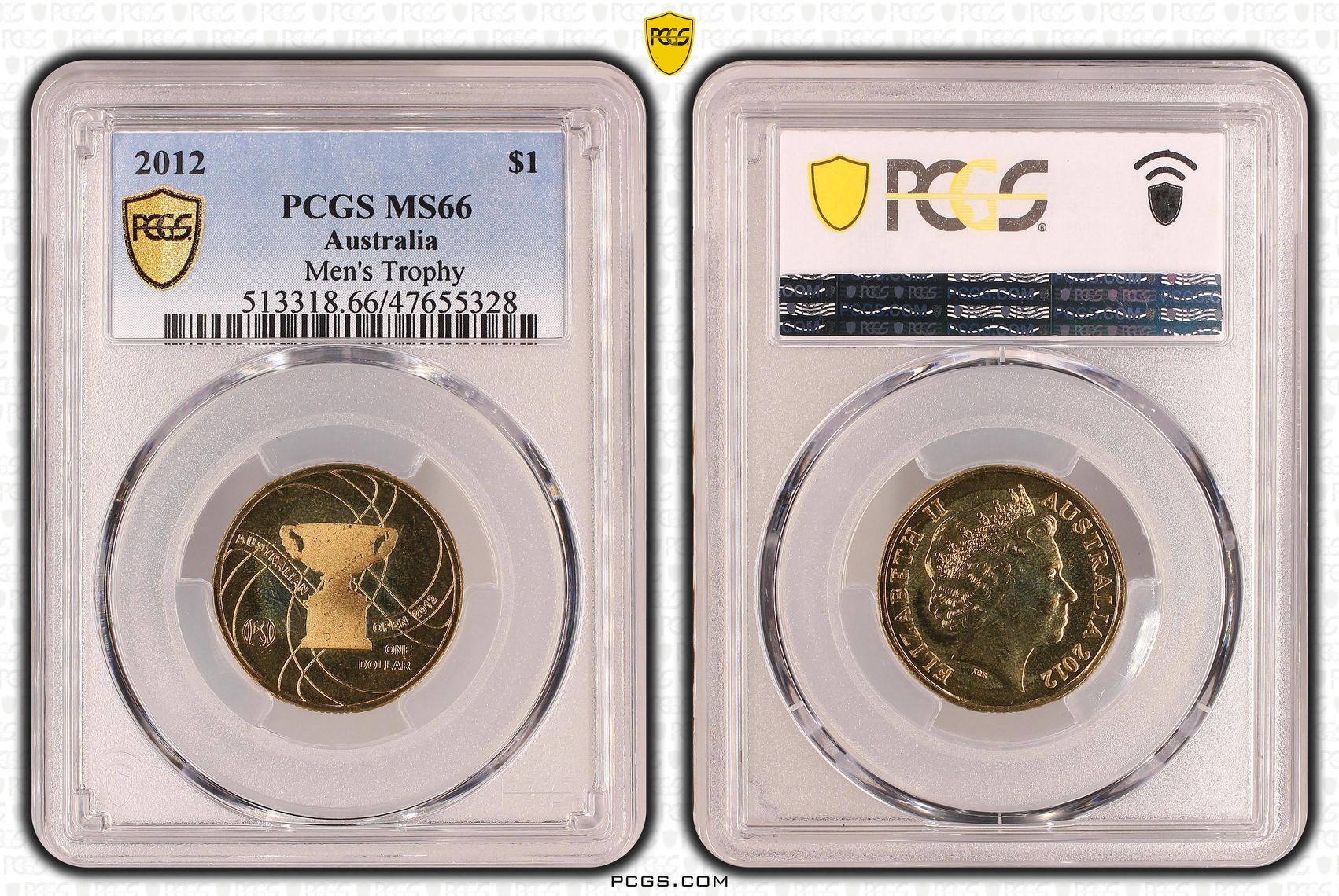 Elizabeth II, Men's Trophy, One Dollar, 2012, PCGS MS66