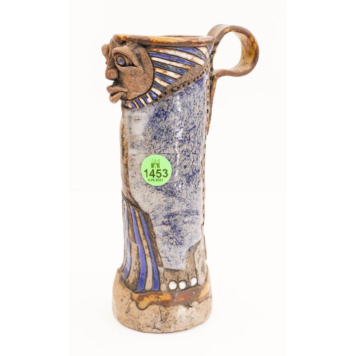 Ben Sams Studio Pottery Face Mug- 7.5''- repaired handle