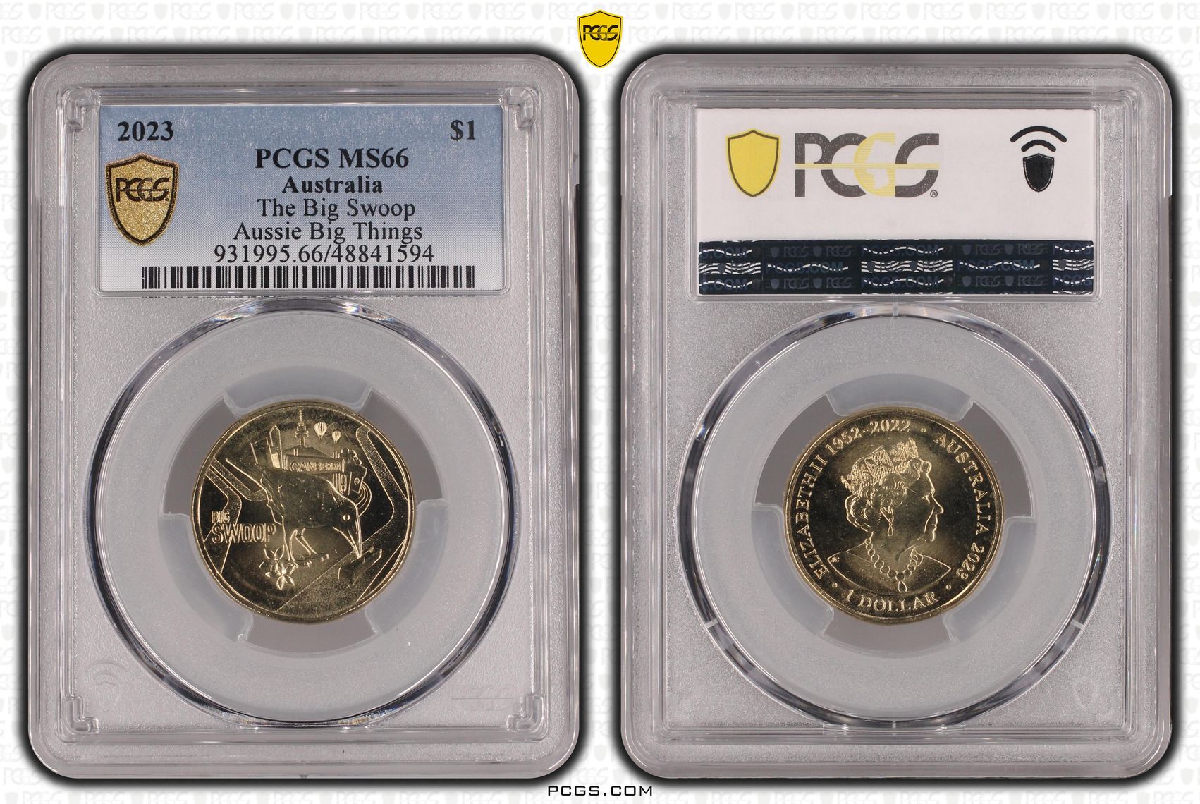 332 · Elizabeth II, The Big Swoop Aussie Big Things , One Dollar, 2023, PCGS MS66