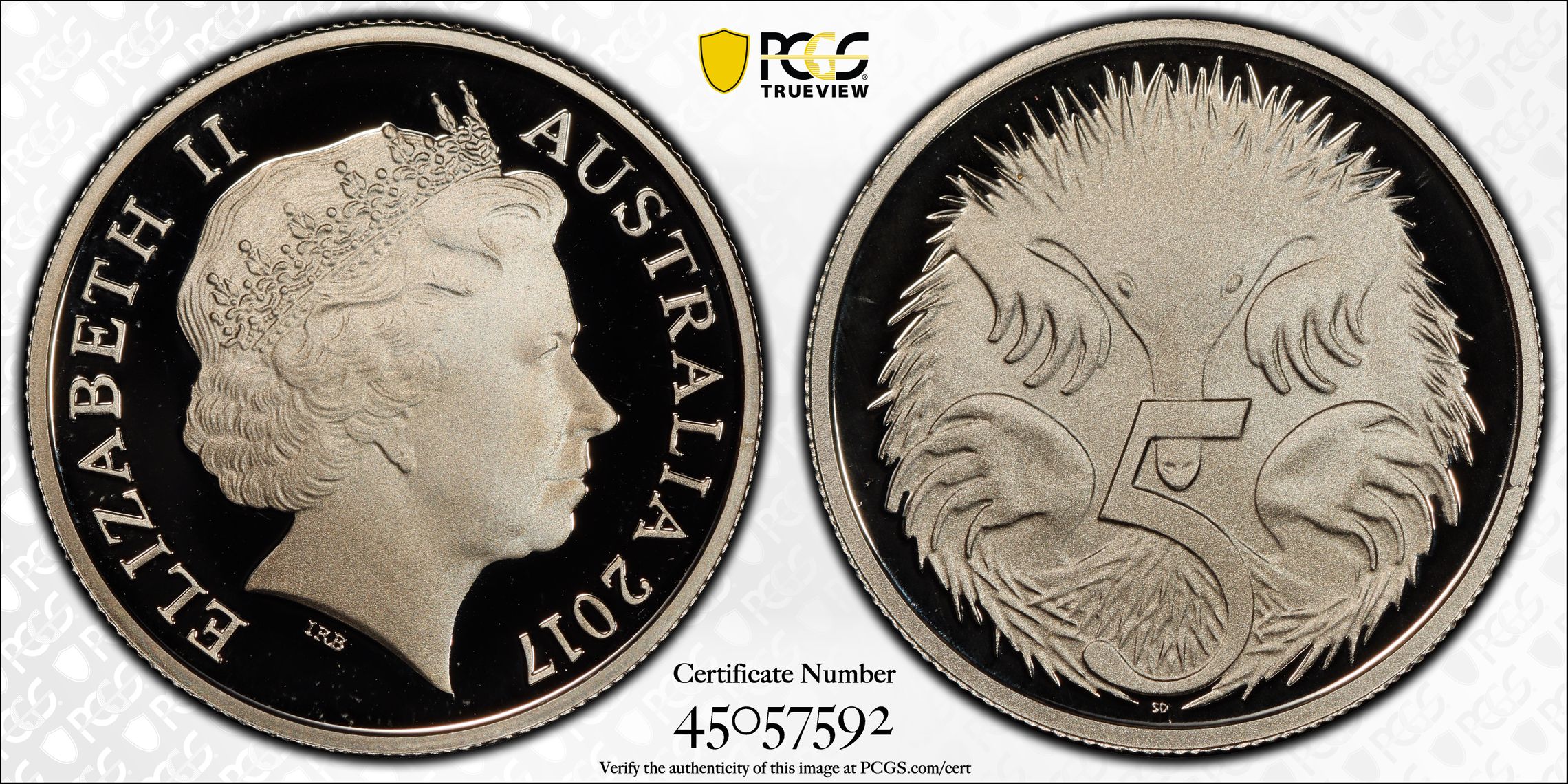 2017 Australia Five Cent, 5c PCGS - PR70DCAM POP 64/0 -592