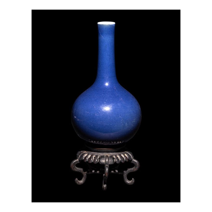 A Chinese Blue Glazed Porcelain Bottle Vase | Freeman's
