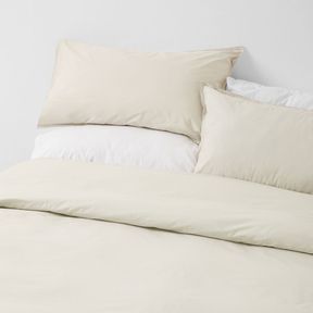 George Mason 200TC Polycotton Percale Duvet Cover Set Stone Stone Queen |