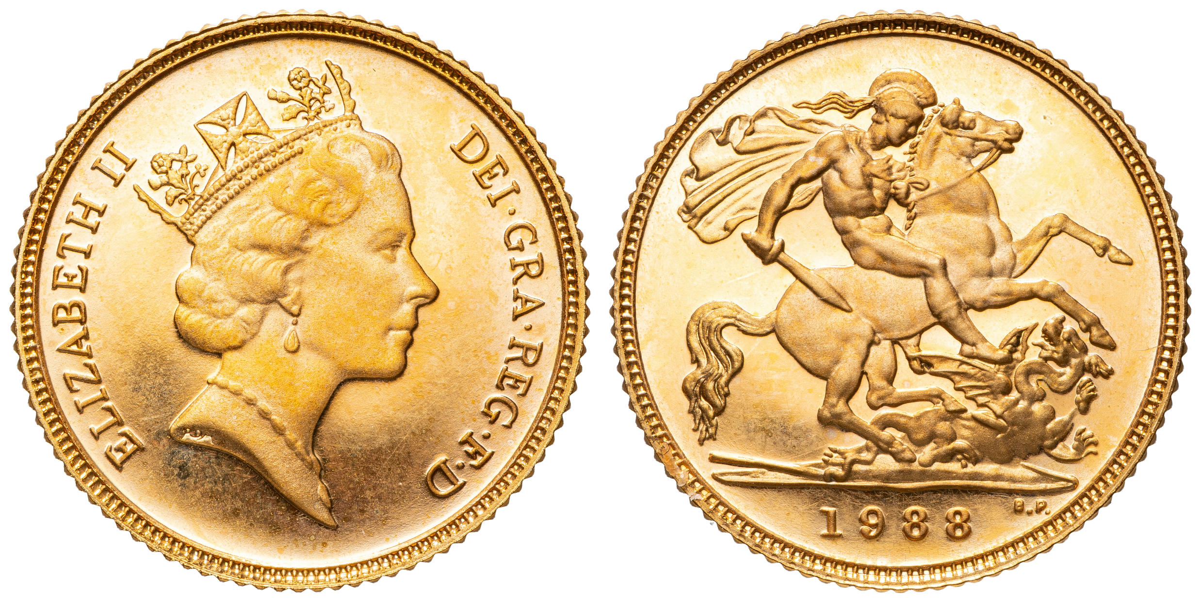 Great Britain, Elizabeth II, Proof, Half Sovereign, 1988, FDC