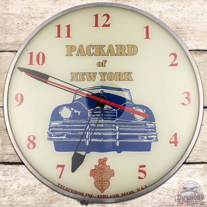 Packard of New York 15" Telechron Advertising Clock w/ Car
