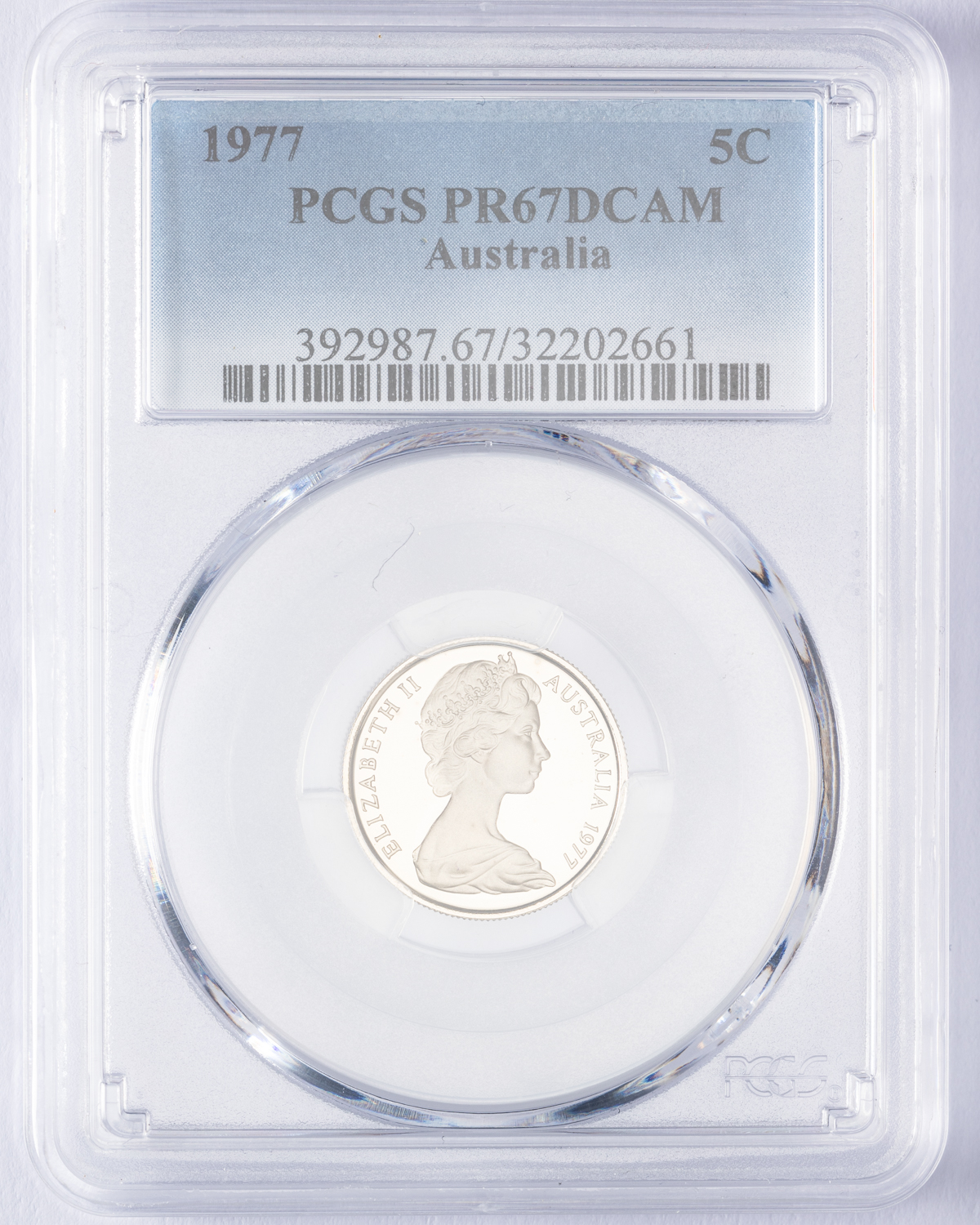 Elizabeth II, Five Cent, 1977, PCGS PR67DCAM
