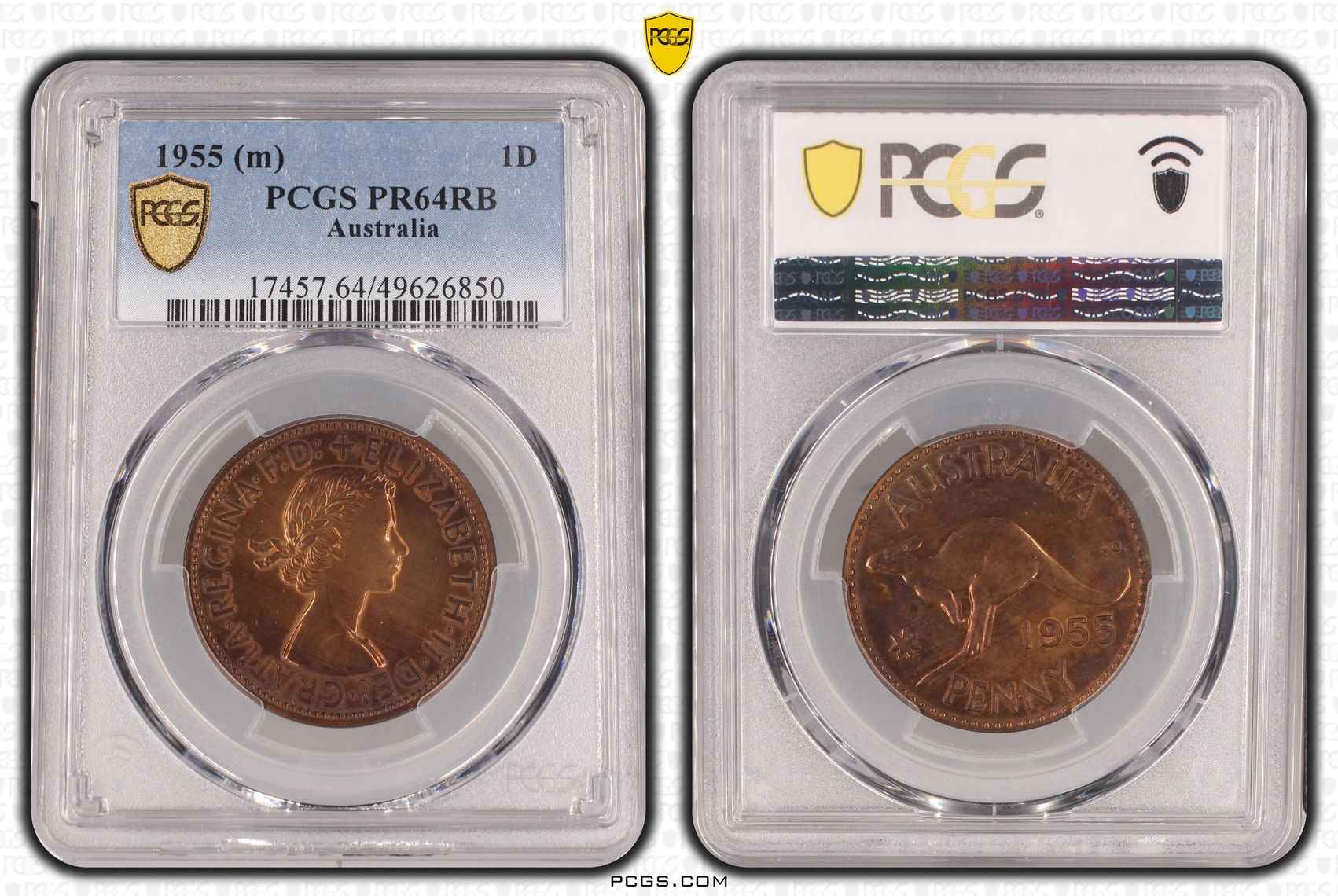 Elizabeth II, One Penny, 1955, PCGS PR64RB