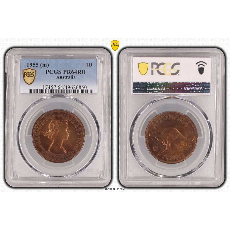 Elizabeth II, One Penny, 1955, PCGS PR64RB