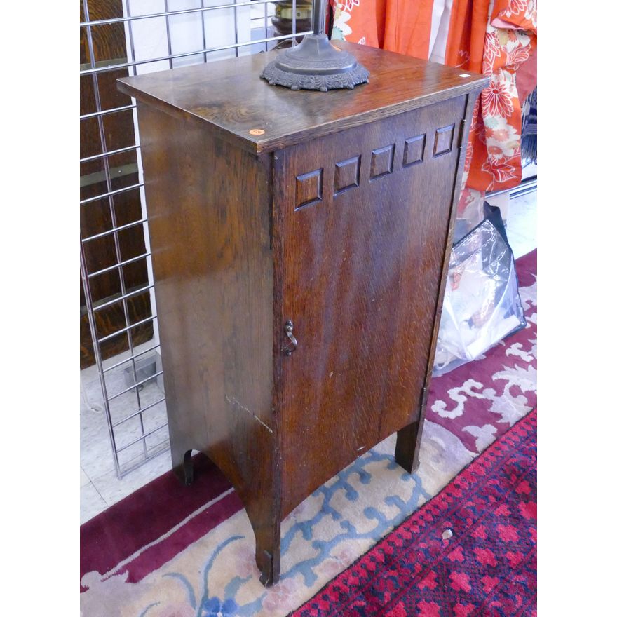 Antique Oak Arts & Crafts Music Cabinet- 36x19x14''