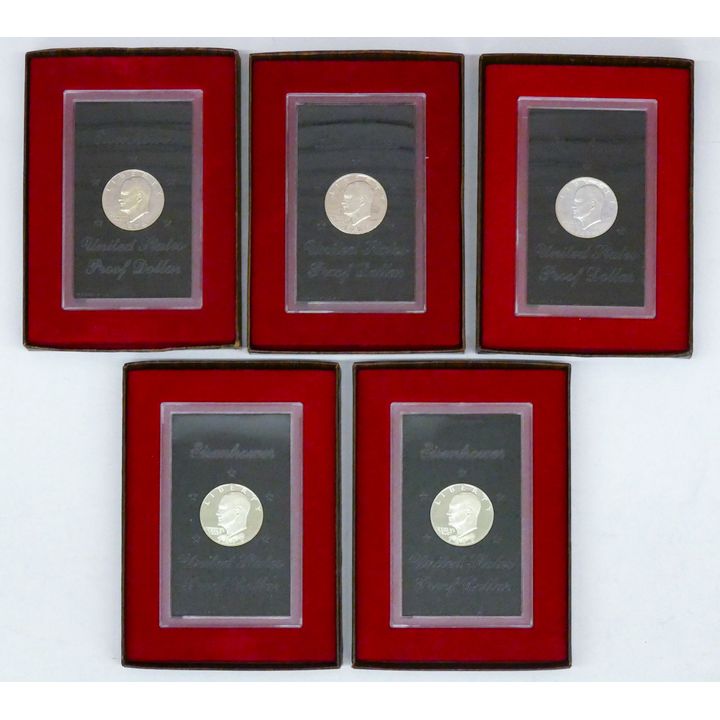 Box 5pc US Eisenhower Proof Dollars in Boxes
