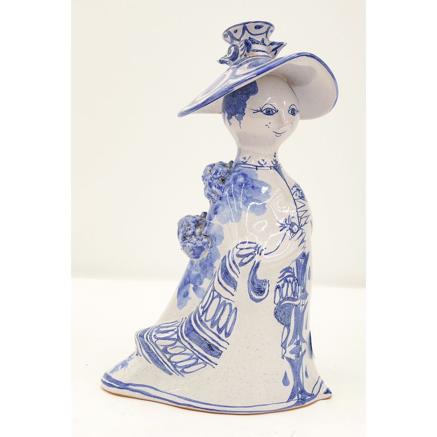 Bjorn Wiinblad Danish Woman with Hat Ceramic Figure 9.5''