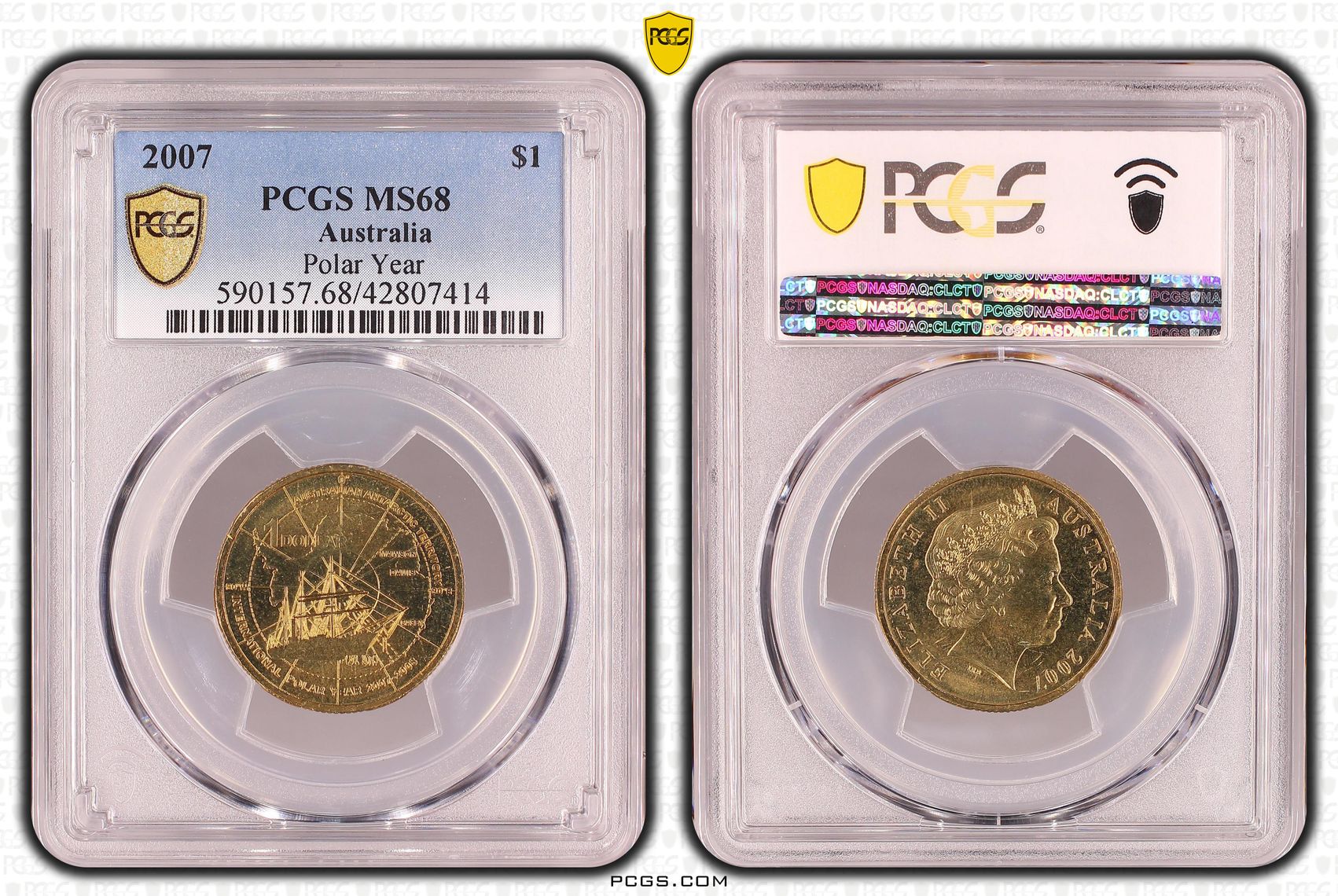 Elizabeth II, Polar Year, One Dollar, MS68 , 2007 PCGS POP - 6/0