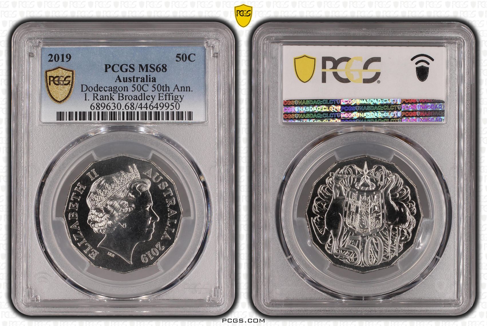 2019 Australia Fifty Cent, 50c Dodecagon 50C 50th Ann. I. Rank Broadley Effigy PCGS - MS68 -950