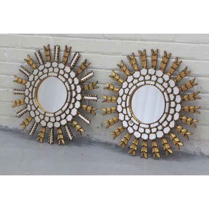 PAIR OF GILTWOOD SUNBURST MIRRORS