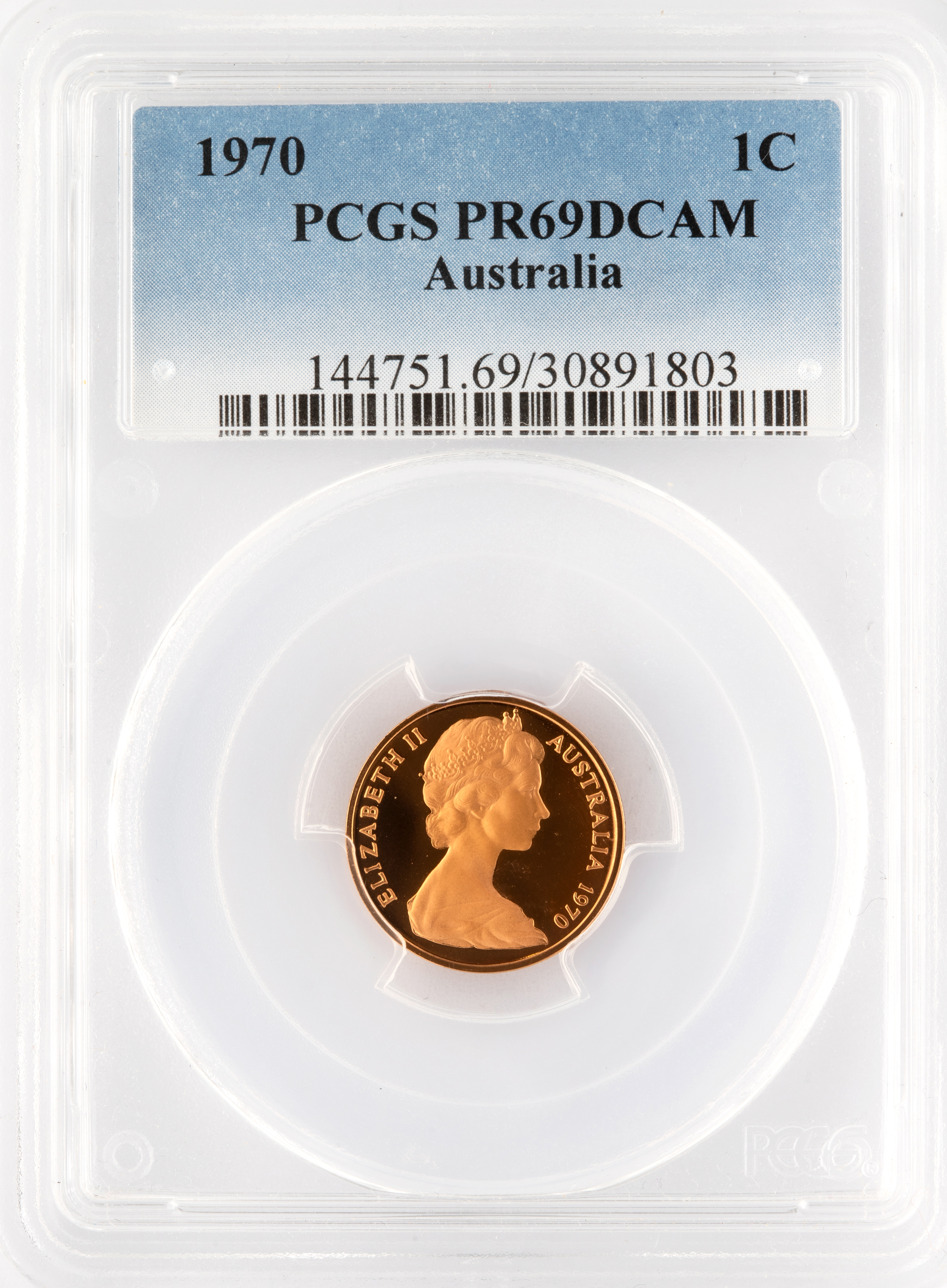 One Cent, 1970, Pcgs Pr69dcam