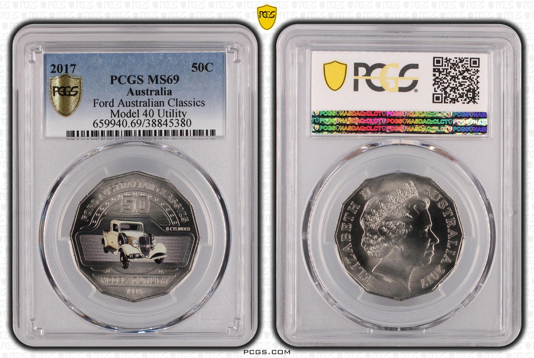 2017 Australia Fifty Cent, 50c Ford Australian Classics - Model 40 Utility PCGS - MS69 -380