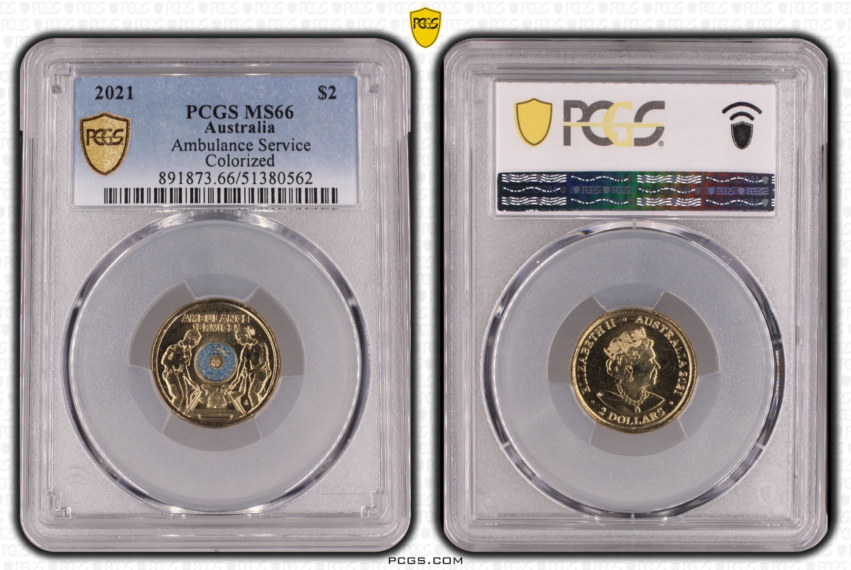 Ambulance Service - Colorized, Two Dollar, 2021, PCGS MS66