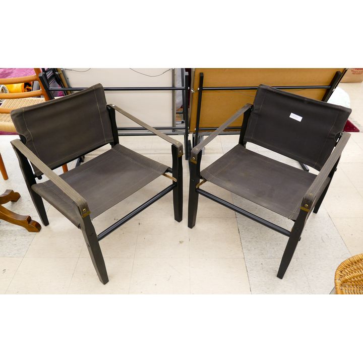 Pair Gold Medal Brand MCM Safari Chairs- 28x24x24''