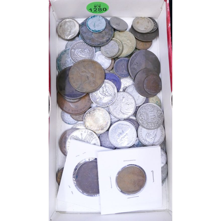 Box Old Foreign Coins- China & Silver Etc
