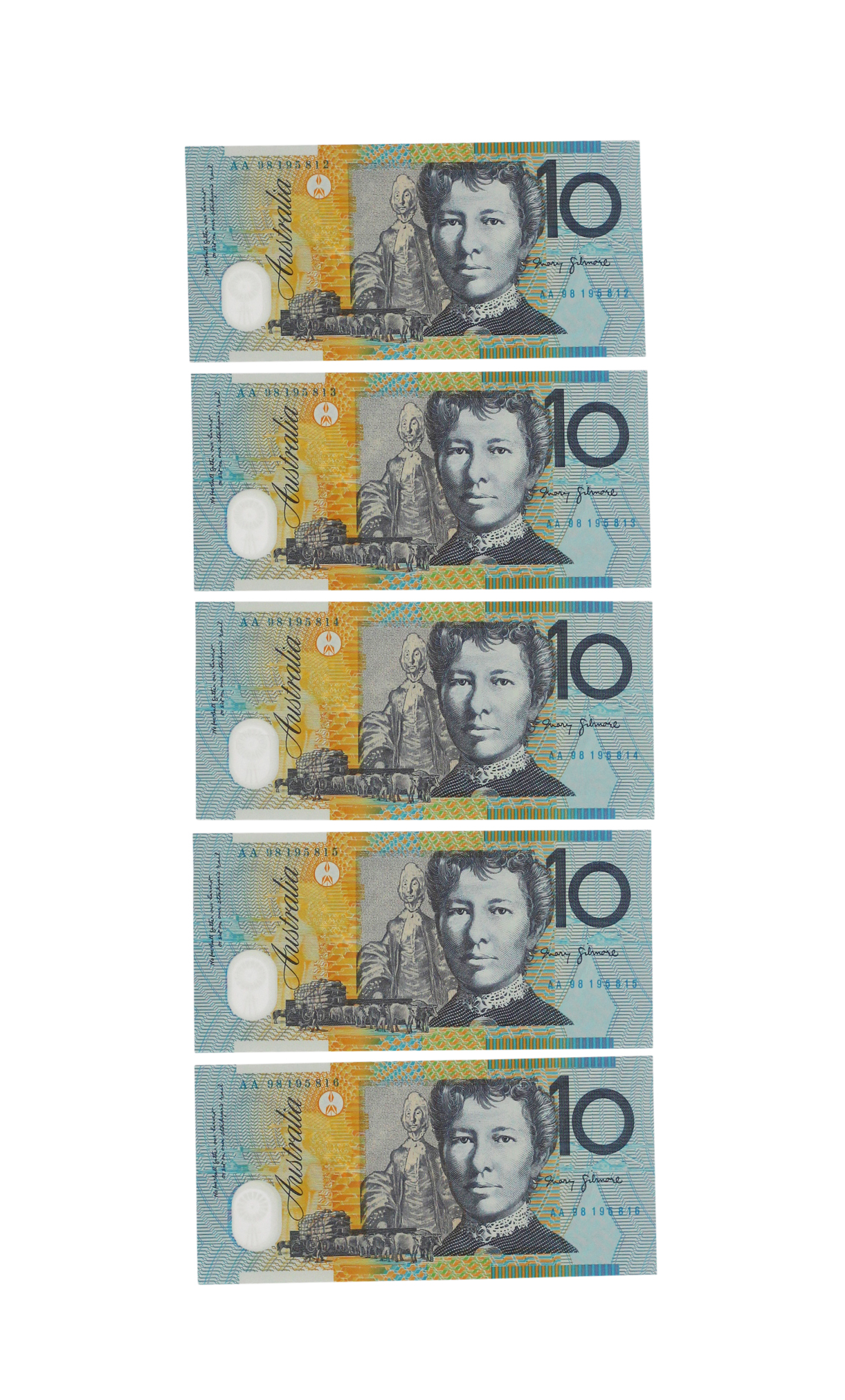2227. · Consecutive Run, MacFarlane/Evans,  Ten Dollars, 1998, UNC