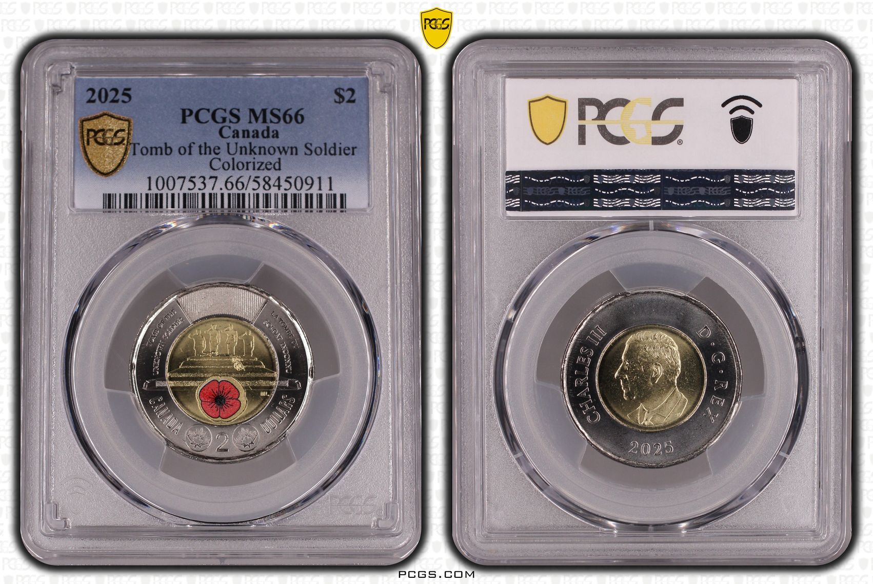 Canada, Tomb of the Unknown Soldier Colourised, 1/0, Two Dollars, 2025, PCGS MS66