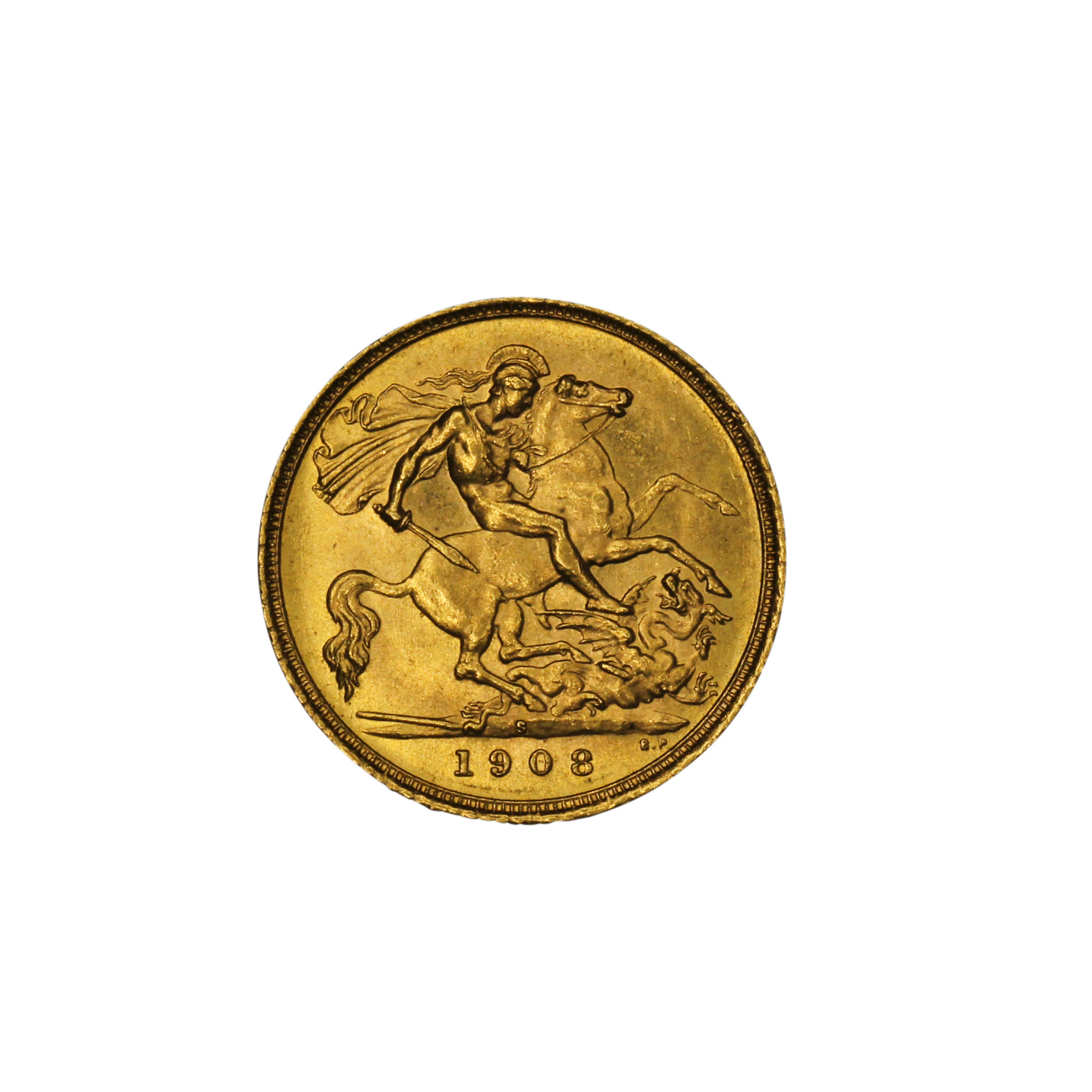 1245. · Edward VII, Half Sovereign, 1908-S, UNC