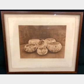 Edward Curtis Photogravure - Modern Designs in Washo Basketry 1924