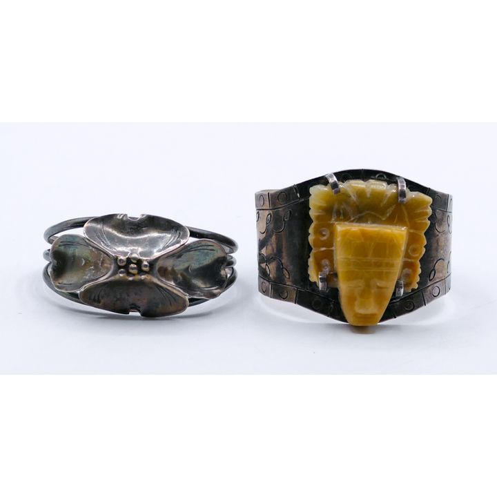 Box 2pc Vintage Sterling Cuff Bracelets
