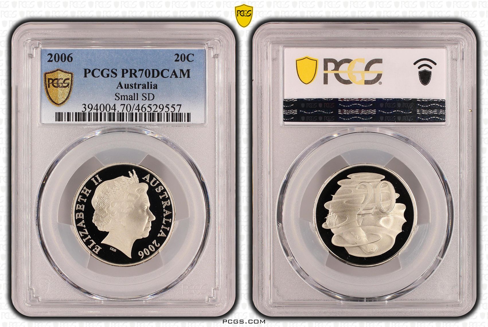 Elizabeth II, Small SD, Twenty Cent, 2006, PCGS PR70DCAM