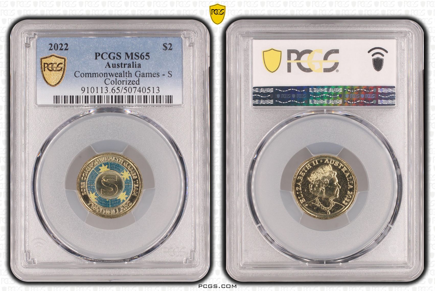 Commonwealth Games - S Colorized , Two Dollar, 2022, PCGS MS65