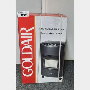 GOLDAIR - 3 PANEL GAS HEATER WITH REGULATOR AND WHEELS - BLACK - GGH-42BA