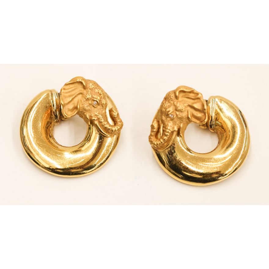 Pair Carrera y Carrera 18k Elephant Earrings
