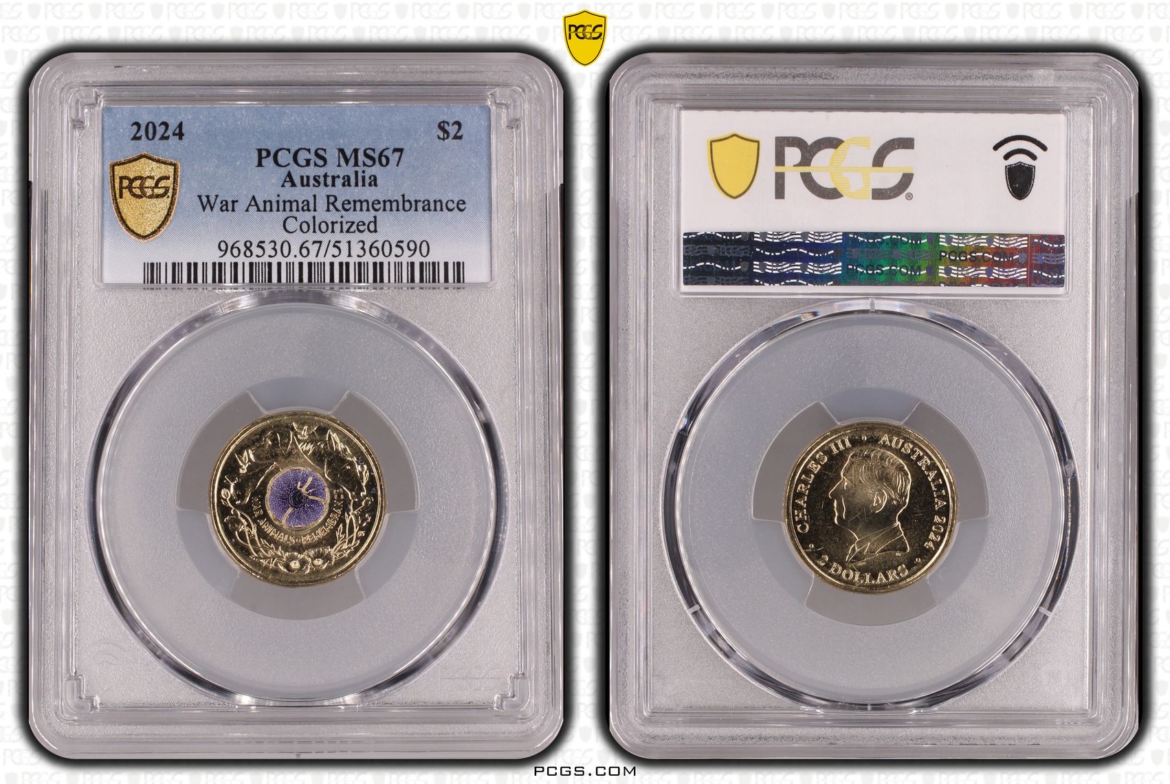 War Animal Remembrance Colorized, Two Dollar, 2024, PCGS MS67